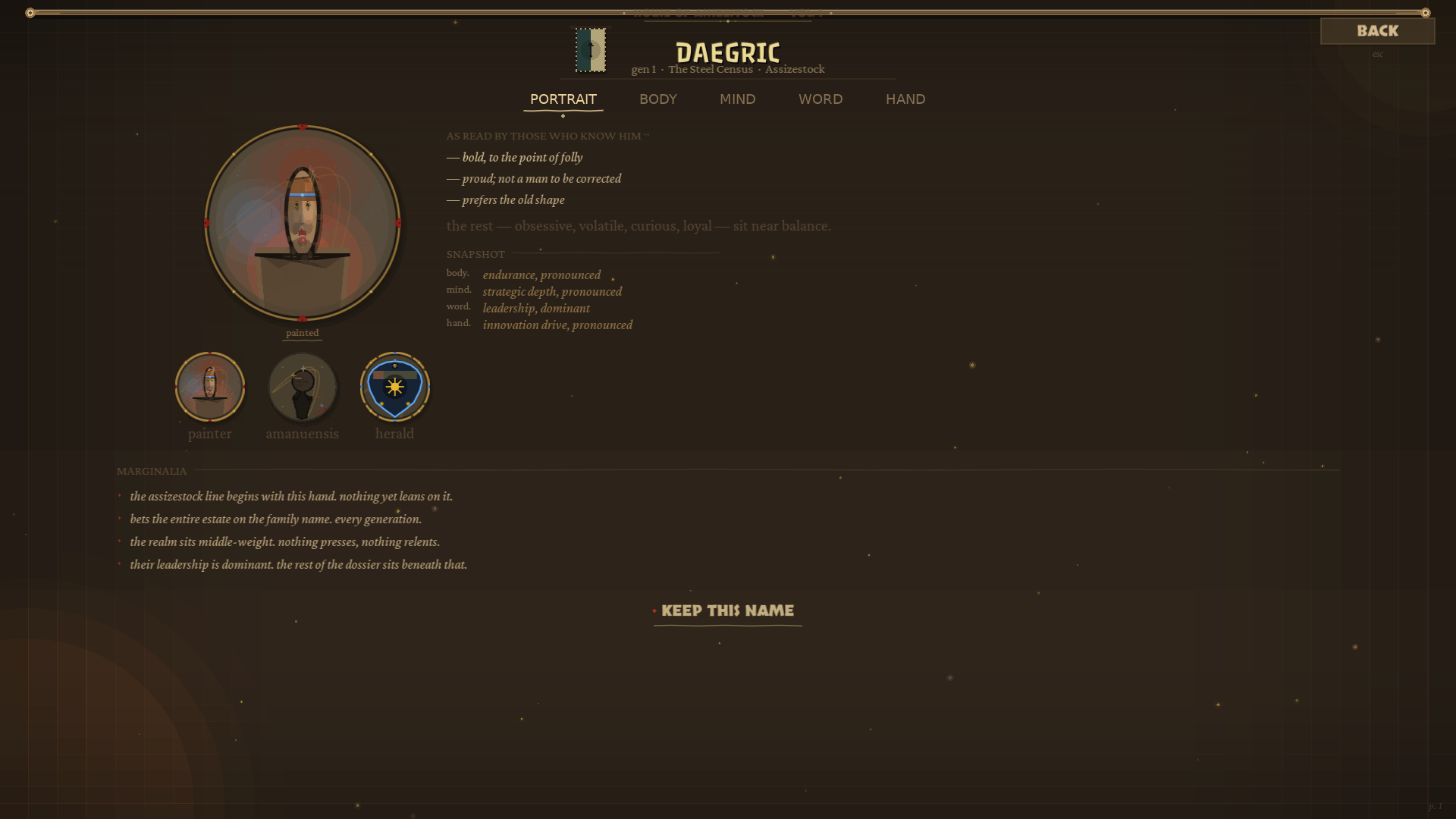 An heir's dossier from inside Bloodweight